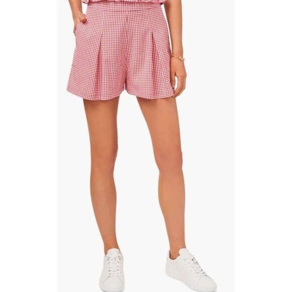 Pleated Gingham shorts in Goji‎ Berry size 10